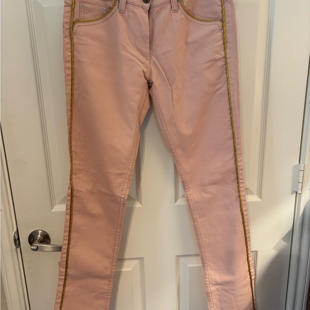 Isabel Marant Pink denim Pants with Gold Trim.